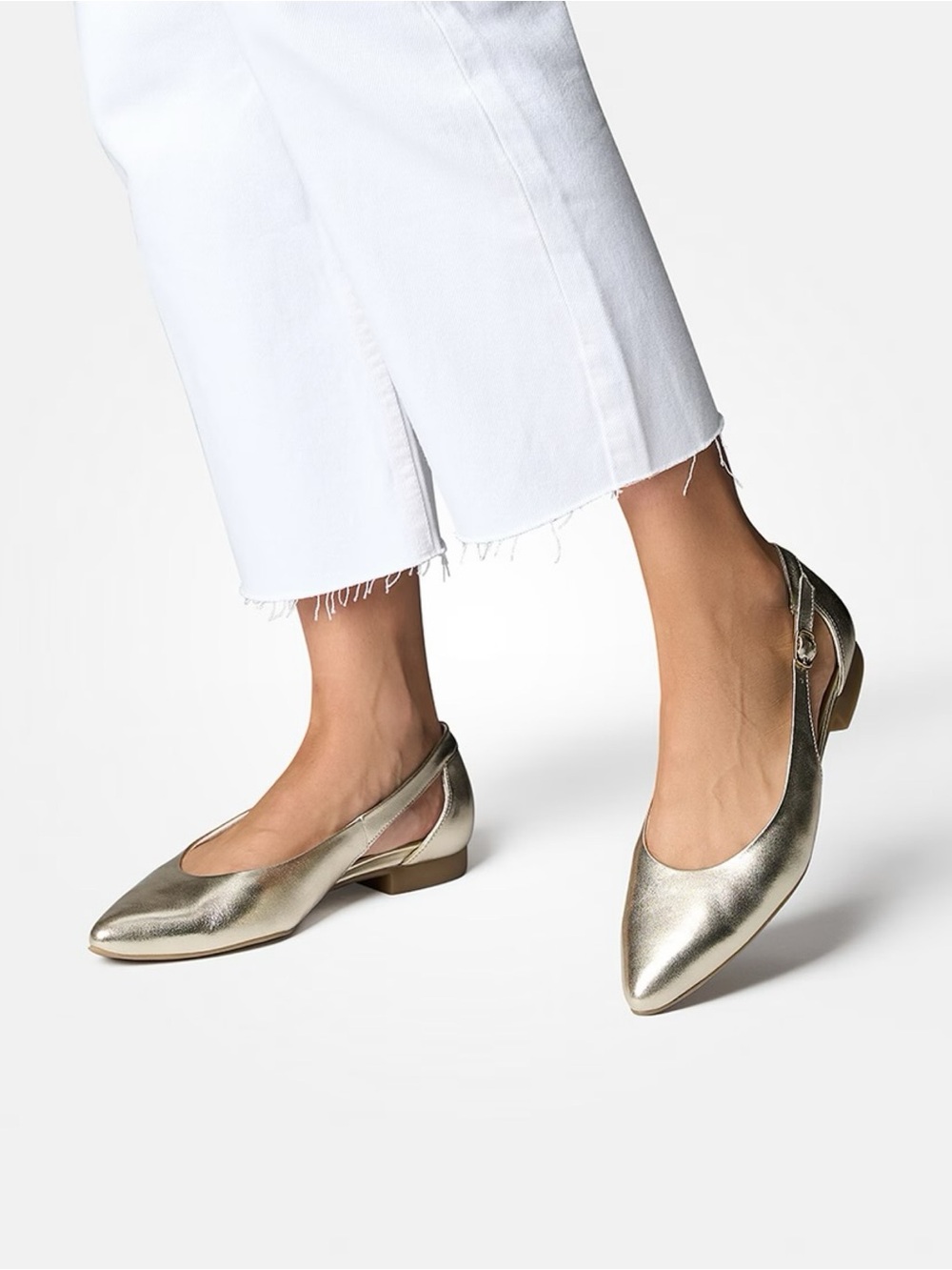New Paul Green Rica Flat Platino Metallic Nappa Sz 7